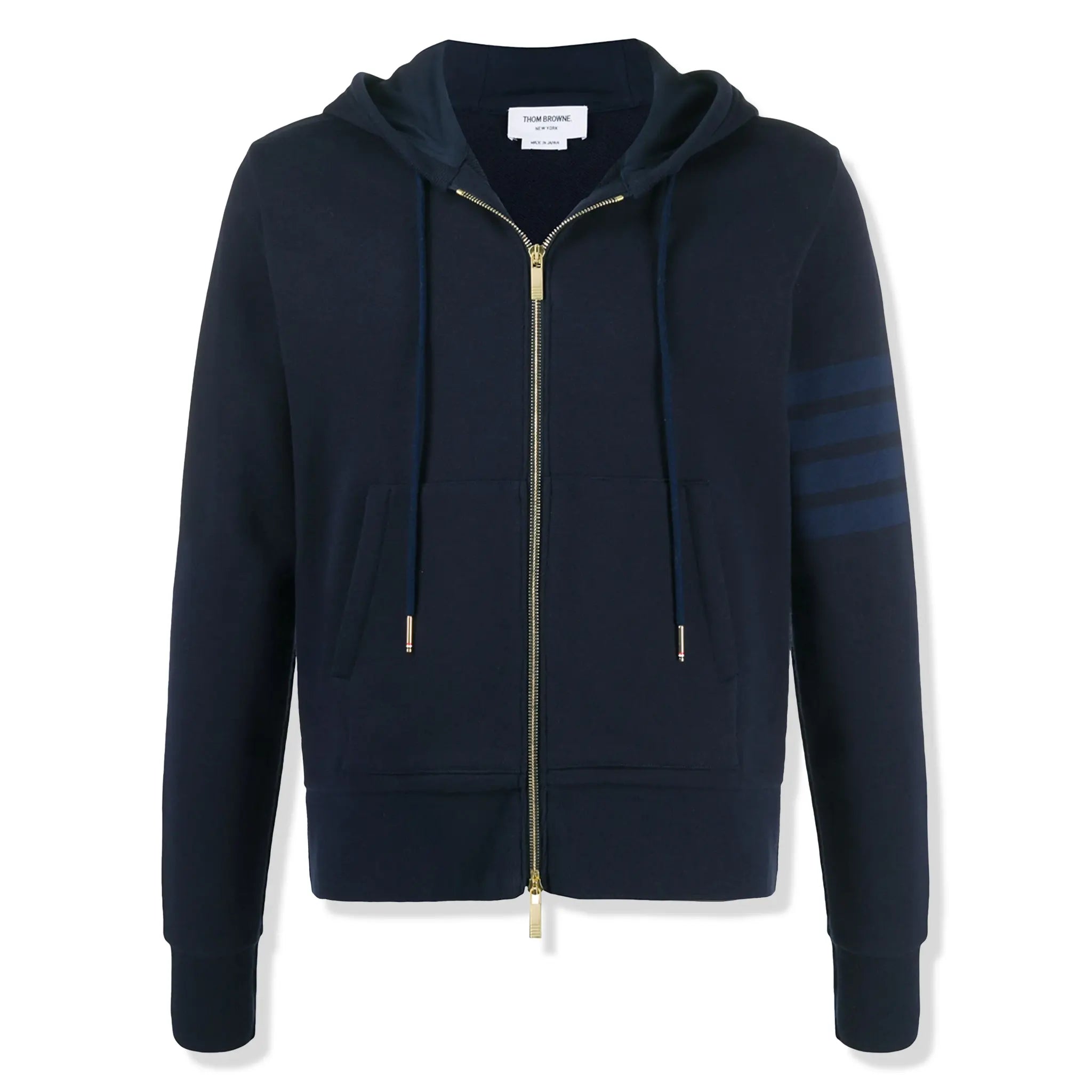 Thom Browne Classic Loopback 4-Bar Tonal Full Zip Blue Hoodie for Men | Premium Cotton Blend Pullover | Perfect for Casual Wear, Street Style & Layering