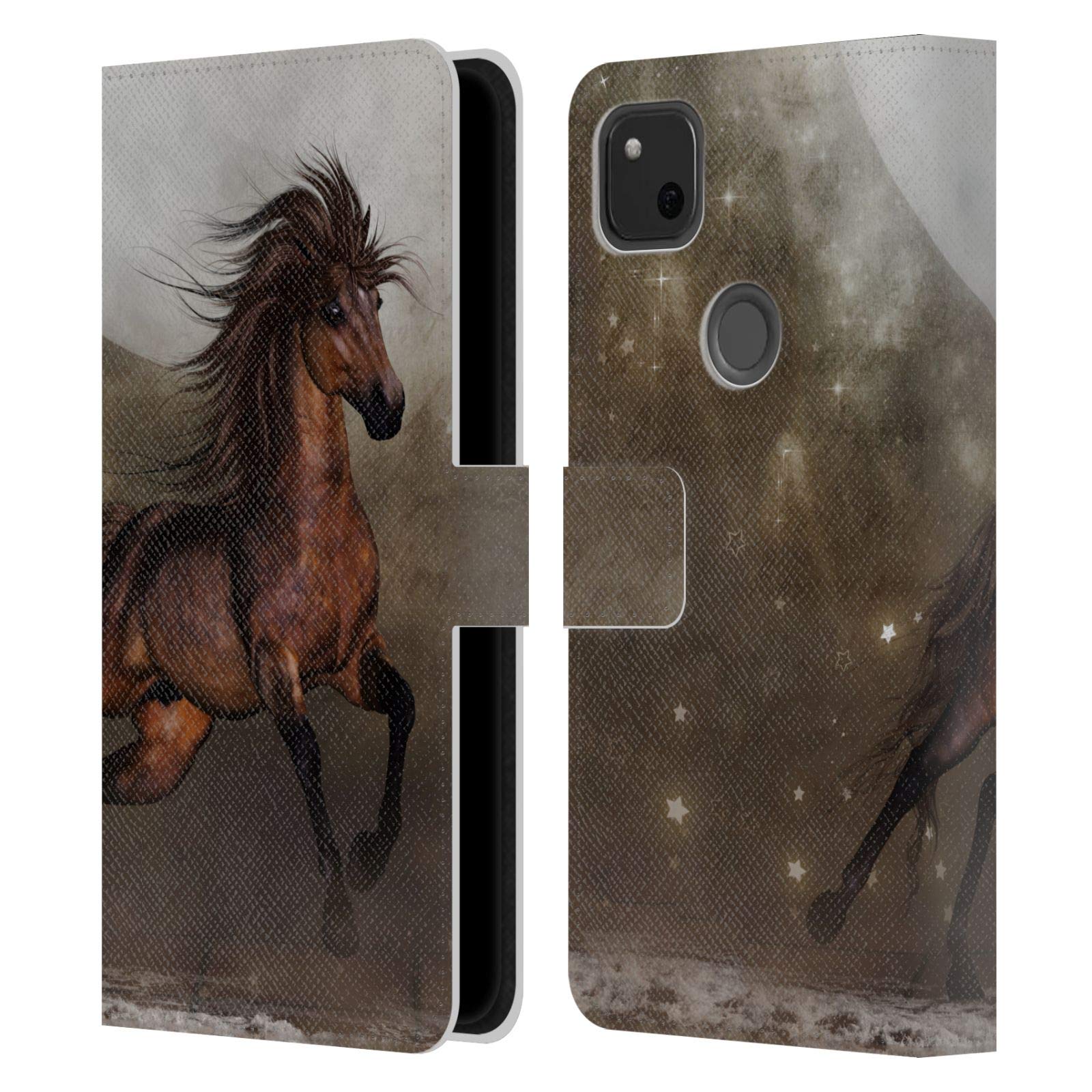 Simone Gatterwe Leather Wallet Case for Google Pixel 4a - Premium Horse Design for Travel & Work