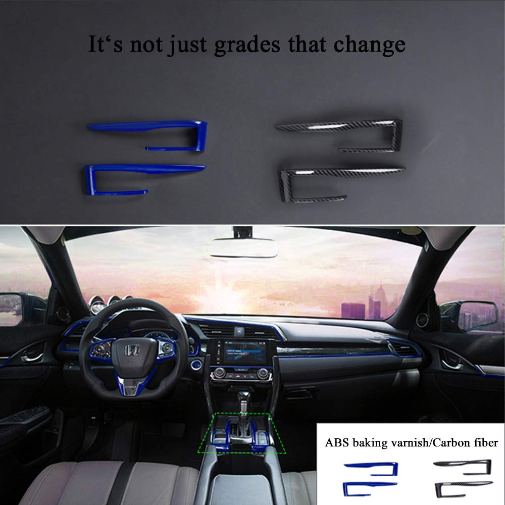 Carbon Fiber & ABS Plastic Gear Shift Panel Trim Cover for 2016-2021 Honda Civic 10th Gen - Automatic Transmission Interior Upgrade (Blue) | Enhance Your Car's Style & Driving Experience