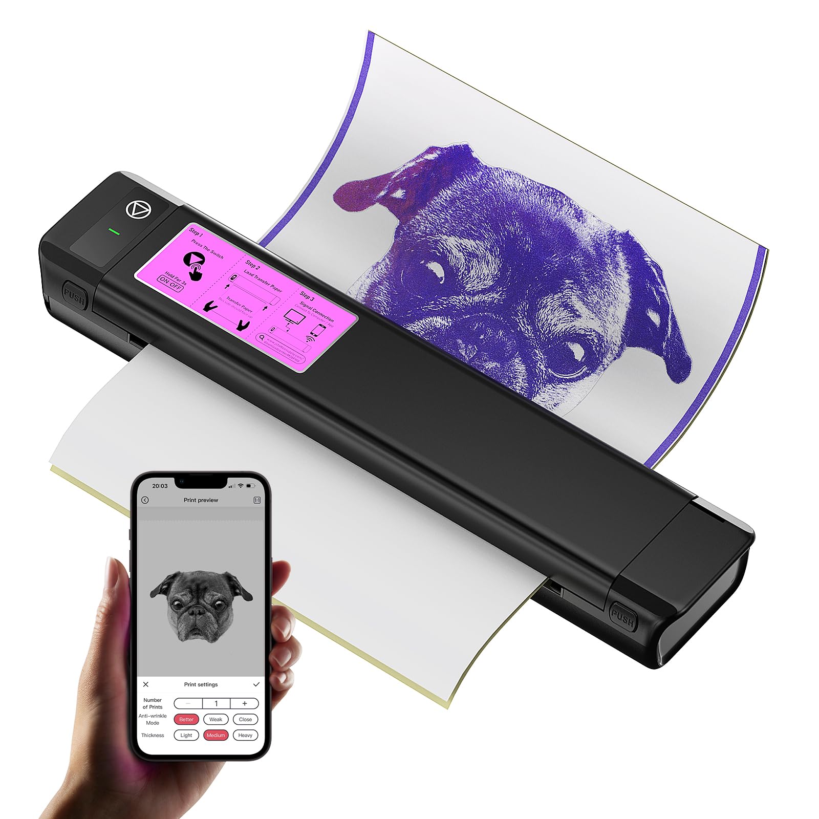 OZER M08Pro Wireless Tattoo Transfer Stencil Printer - Inkless Thermal Copier Machine for Tattoo Artists | Compact Design, Smartphone & Laptop Compatible | Perfect for Studio & Mobile Tattoo Services
