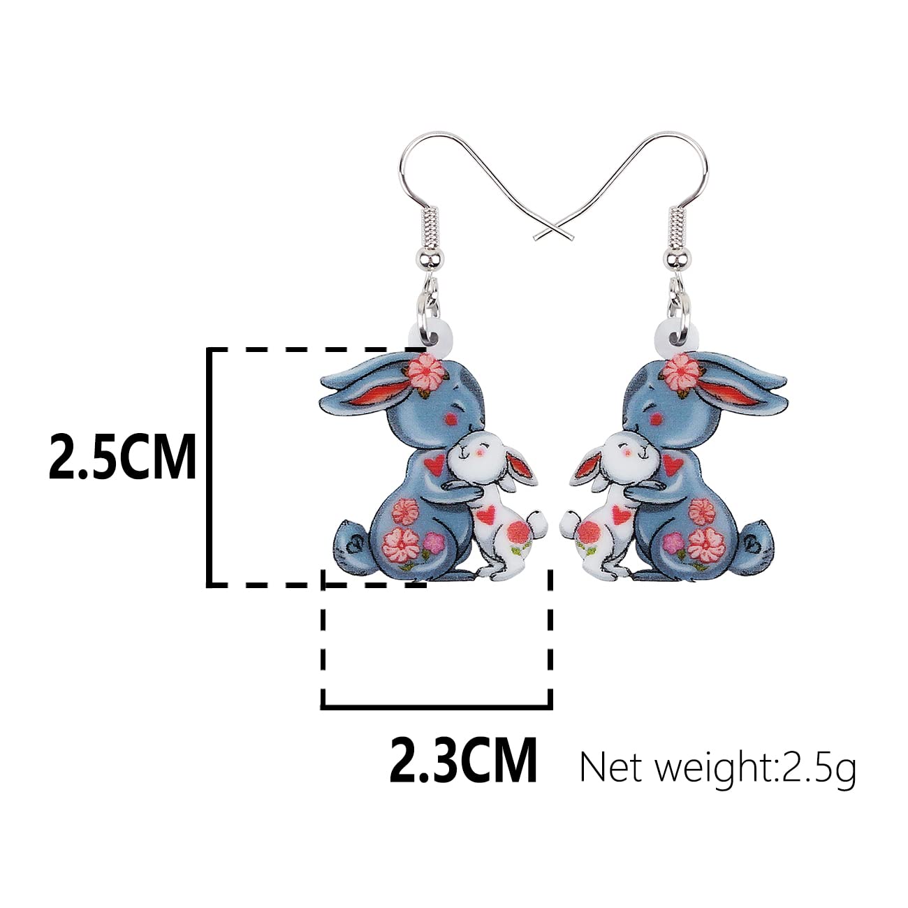 DOWAY Acrylic Easter Bunny Rabbit Earrings - Cute Drop Dangle Jewelry Gifts for Women & Girls - Funny Party Accessories for Easter, Spring Celebrations & Costume Events