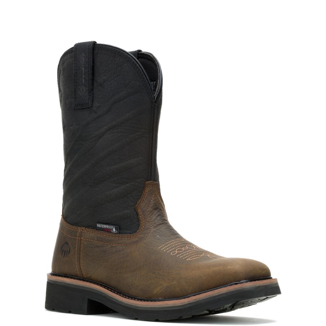 Rancher Flag LX Steel Toe Pull-On Wellington Work Boots for Men - Black Safety Shoes for Construction, Farming & Outdoor Work
