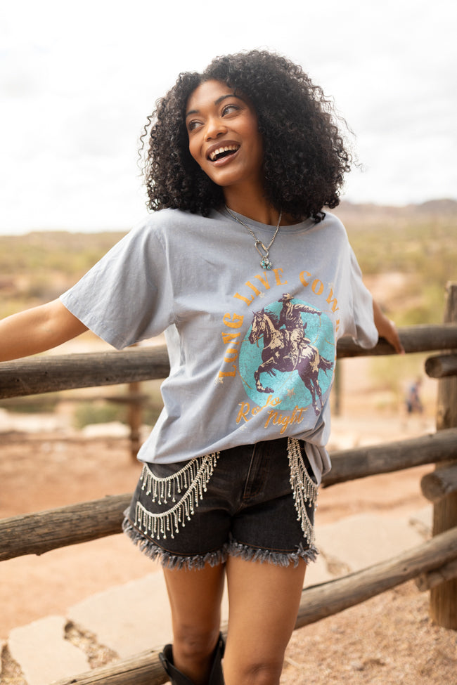 Long Live Cowboys Grey Zutter Graphic Tee - Vintage Western Style T-Shirt for Men | Perfect for Casual Wear, Country Concerts & Rodeo Events