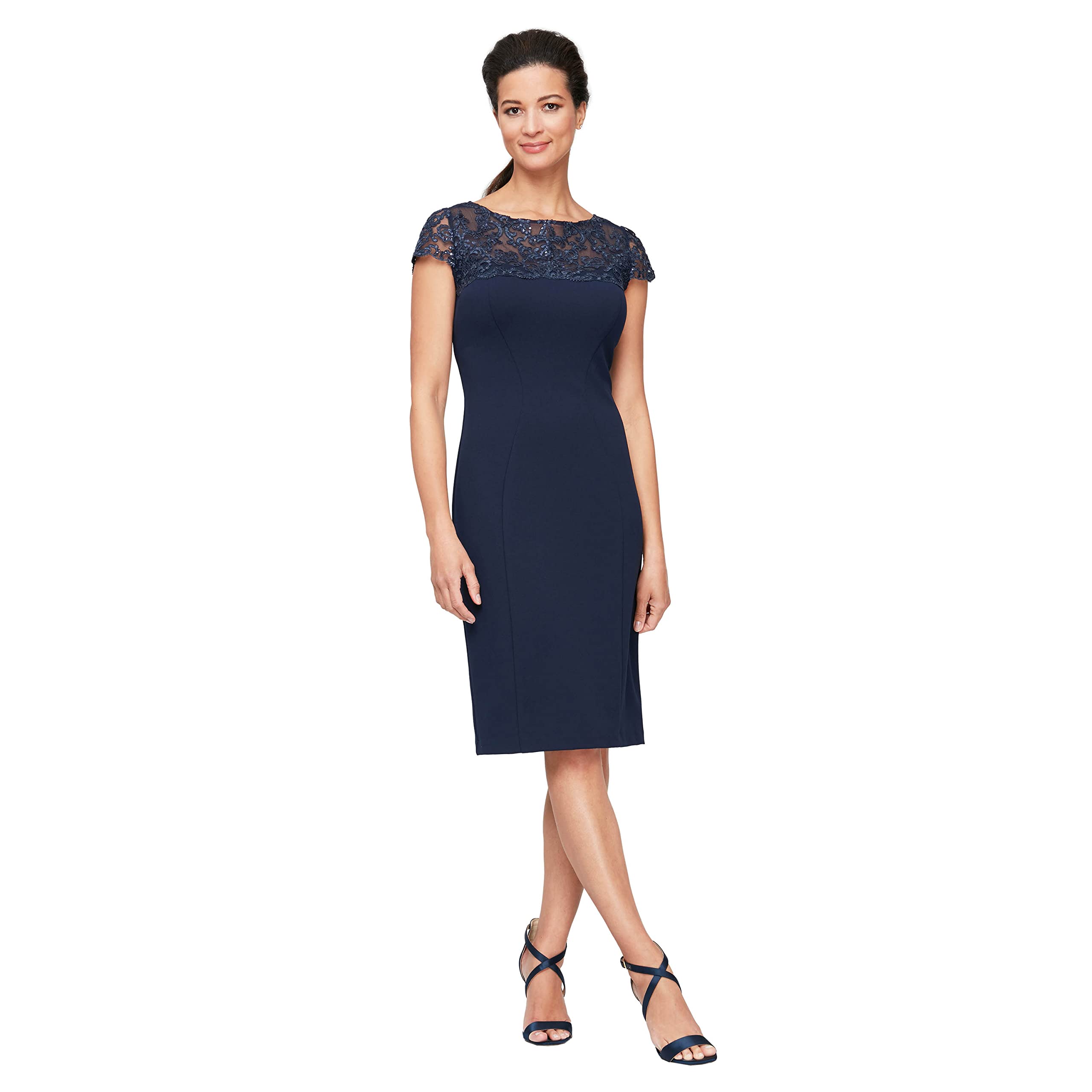 Alex Evenings Women's Embroidered Cocktail Dress - Elegant Short Party Dress for Weddings, Dinners & Special Occasions