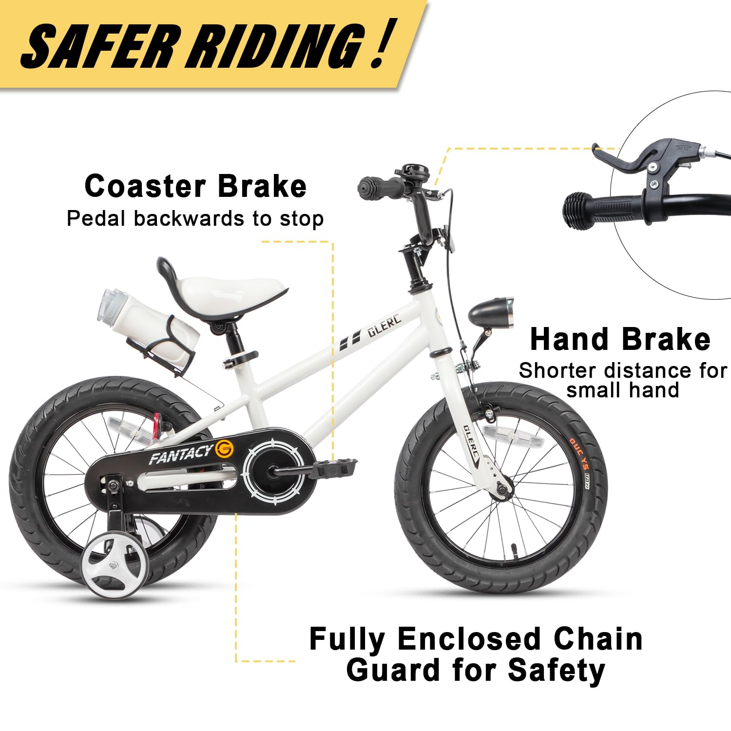 Fantasy 12 14 16 18 20 Inch Kids Bicycle for Boys & Girls Ages 2-14 - Adjustable Training Wheels, LED Headlight & Water Bottle Holder - Multiple Color Options - Perfect for Neighborhood Rides, Park Adventures & Learning to Cycle