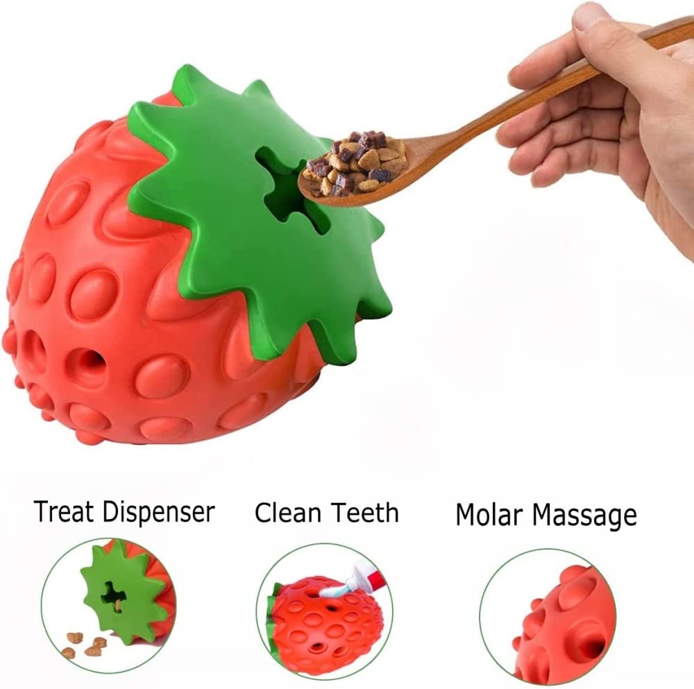 Durable Strawberry-Shaped Dog Chew Toys for Aggressive Chewers - Interactive Puppy Teething Toys for Medium & Large Dogs - Training, Teeth Cleaning & Playtime Fun - Perfect for Indoor & Outdoor Use