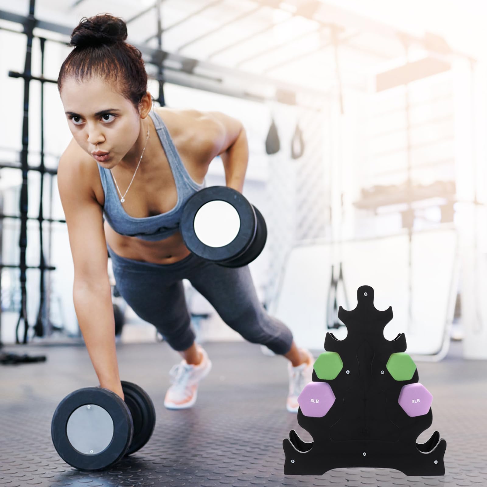 BESPORTBLE 5-Tier Dumbbell Stand Rack - Heavy Duty Dumbbell Storage Organizer for Home Gym, Workout Equipment Holder for Weights 5-50 lbs - Perfect for Garage, Basement & Fitness Room Organization