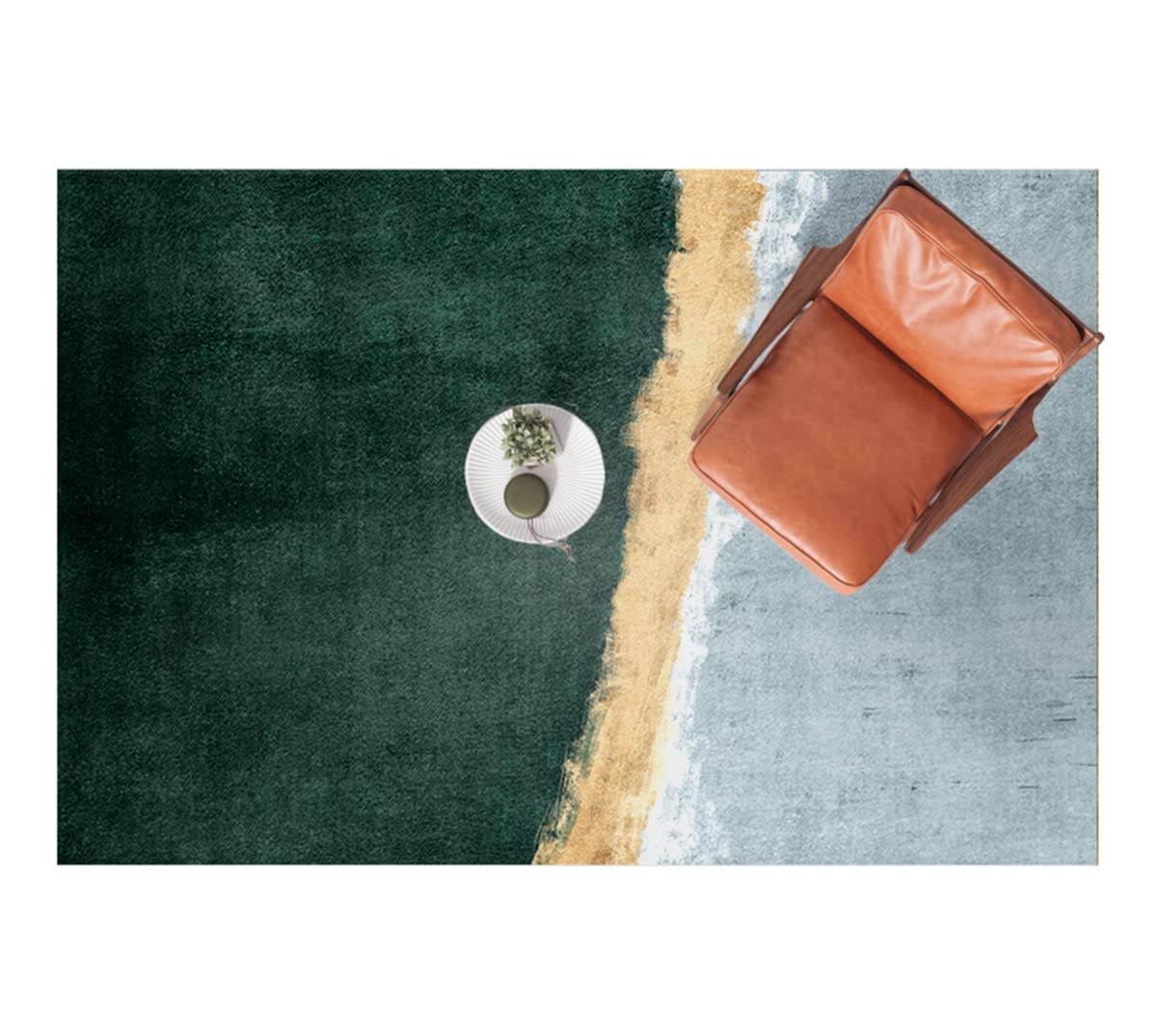Emerald Green Washable Rug 4x6 - Low Pile Abstract Carpet for Living Room, Bedroom, Dining Room | Modern Indoor Outdoor Area Rug for Home Office & Playroom | Perfect for High-Traffic Areas & Pet-Friendly Spaces