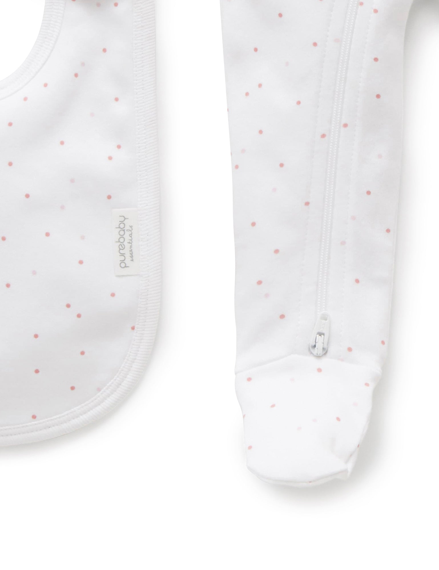 Purebaby Organic 3-Piece Baby Clothes Set - Pale Pink with White Dots | Soft Cotton Outfit for Newborns & Infants | Perfect for Photos, Gifts & Everyday Wear