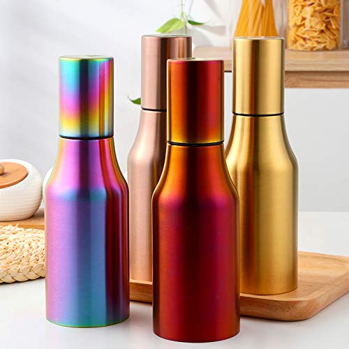 Premium Stainless Steel Oil Dispenser Bottle - 500ml No Drip Pouring Spout with Lid, Leakproof & Dustproof Design for Kitchen, BBQ, Olive Oil, Cooking Oil - Silver | Perfect for Salad Dressing, Baking & Grilling
