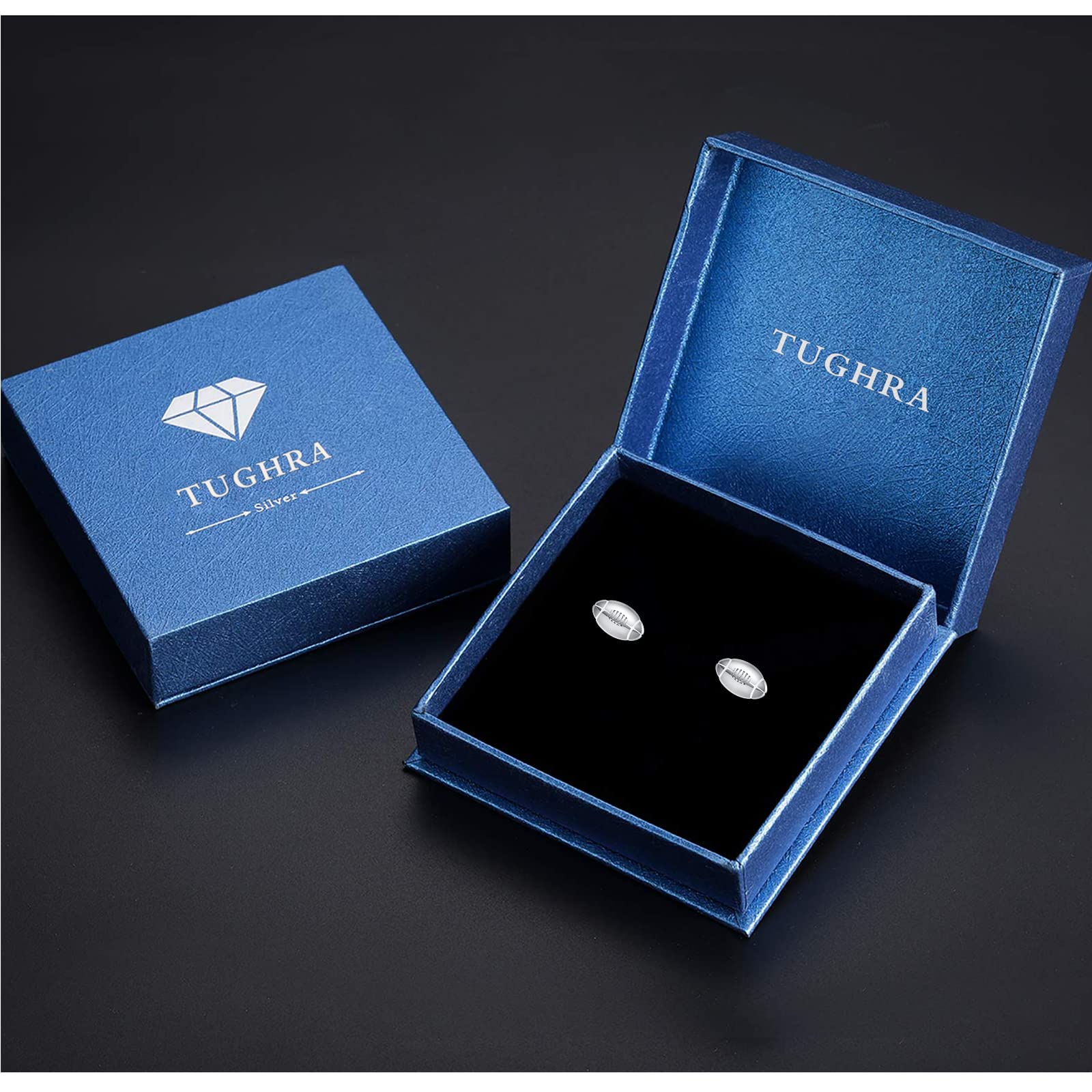 925 Sterling Silver Tiny Football Stud Earrings for Women & Teens - Hypoallergenic Dainty Sports Jewelry - Perfect Gift for Football Players & Fans (Game Day, Birthday, Christmas)