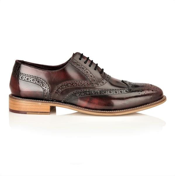 London Brogue Gatsby Brogue Bordo Men's Dress Shoes - Classic Oxford Style for Formal Wear & Business Attire