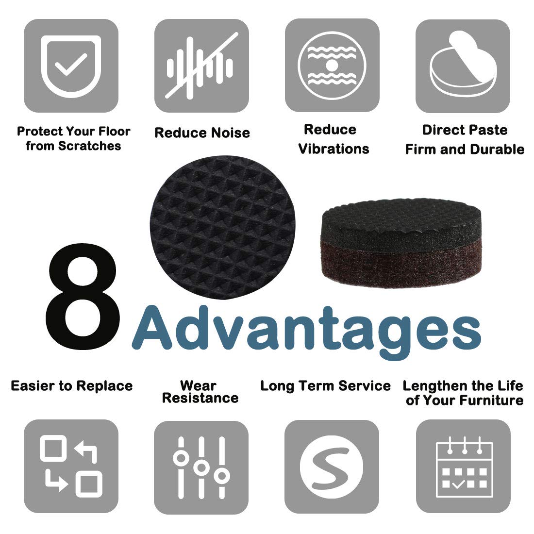 16pcs 1 Inch Round Furniture Felt Pads - Self Adhesive Non-Slip Grippers for Cabinet, Desk & Chair Legs - Brown Floor Protectors for Hardwood & Tile Floors