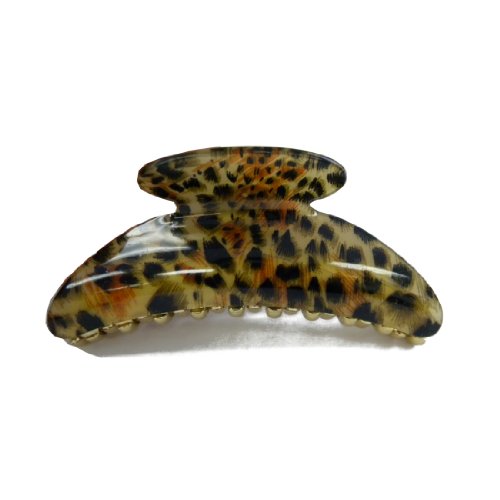 Orange Animal Print Jaw Clip with Gold Teeth - 4.75