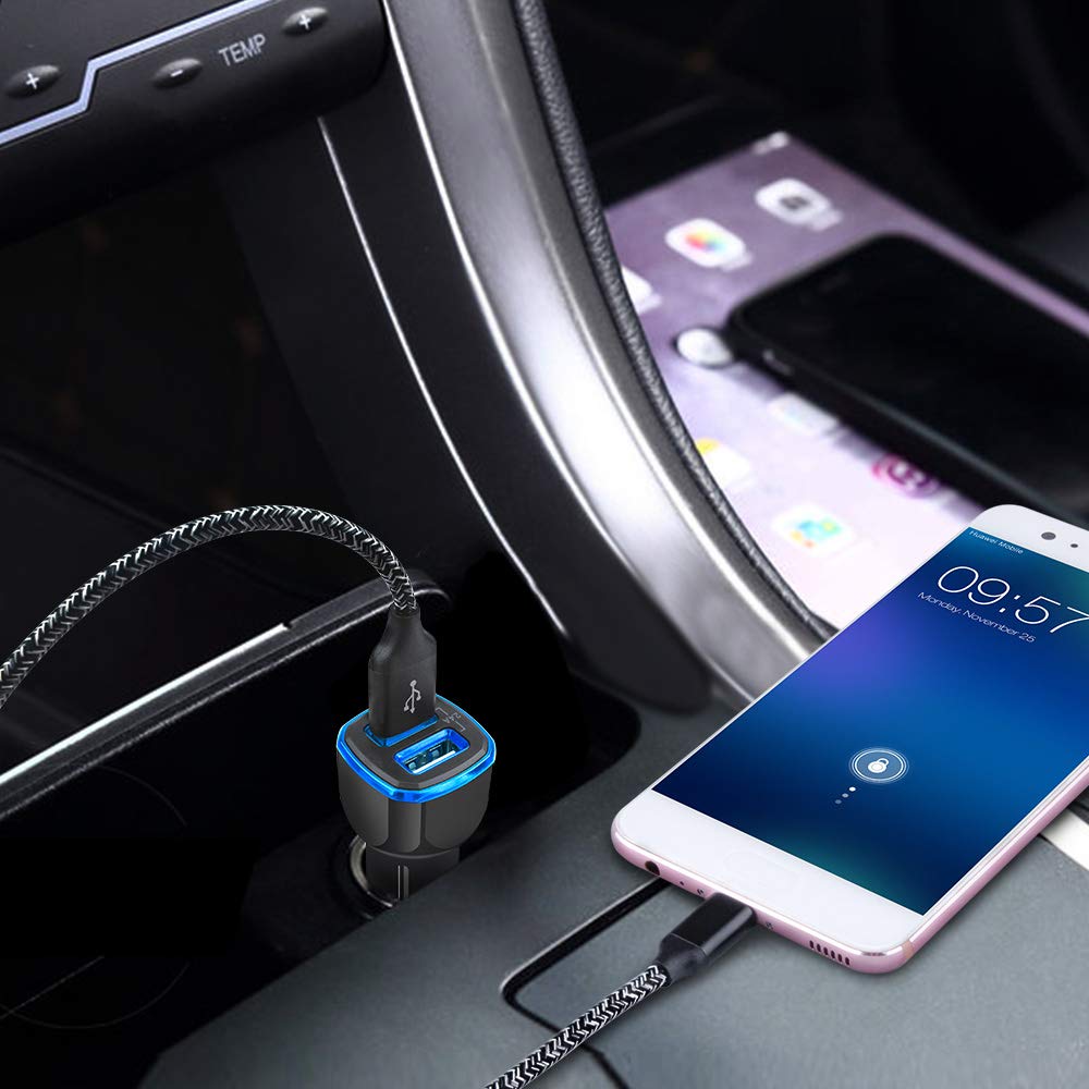 Fast USB C Car Charger for Samsung Galaxy - 30W Quick Charge Type C Android Phone Charger with Cable - Compatible with Galaxy A13 5G/A03s/S23/S22 Ultra/S21/S20/S10/S9/A11/A12/A32/A53/A23 - Perfect for Road Trips & Daily Commutes