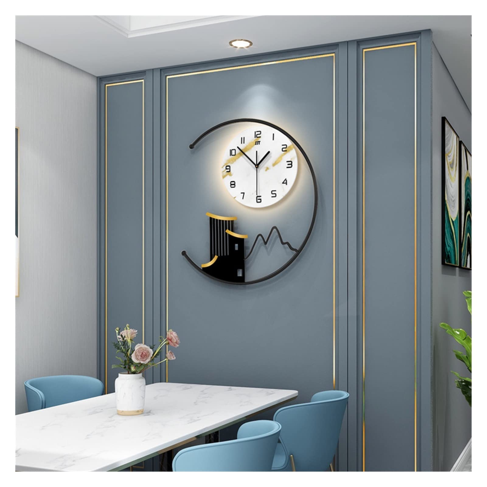 Modern Minimalist Wall Clock with Luminous Display - Stylish Home Decor for Living Room, Bedroom, Office | Silent Non-Ticking Battery Operated Clock | Perfect Gift Idea for Housewarming, Birthday & Christmas