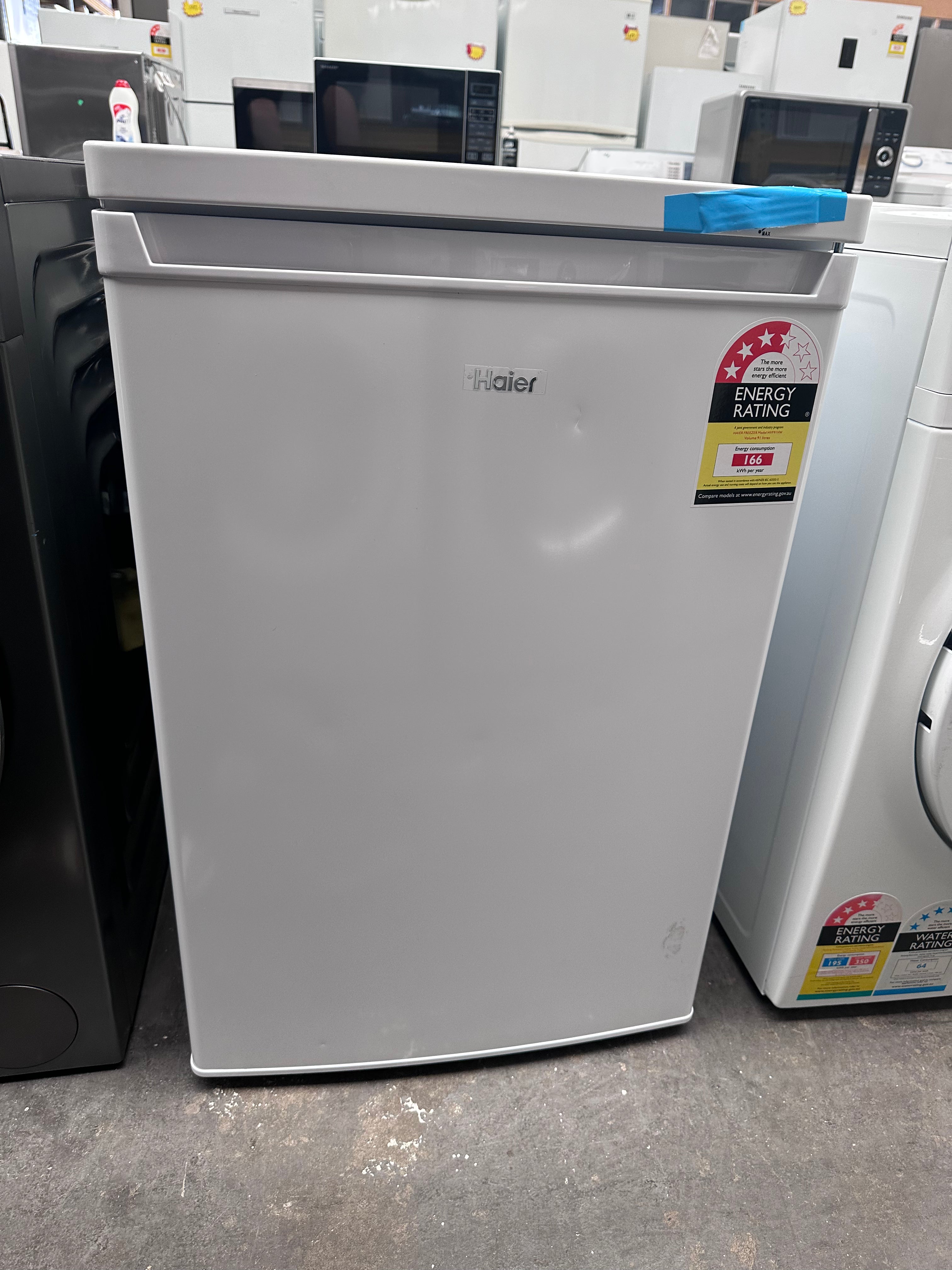 Haier HVF91VW 91L Upright Freezer - Energy Efficient Compact Deep Freezer for Home, Garage & Basement Storage - Perfect for Frozen Foods, Meat & Bulk Groceries (Factory Second)