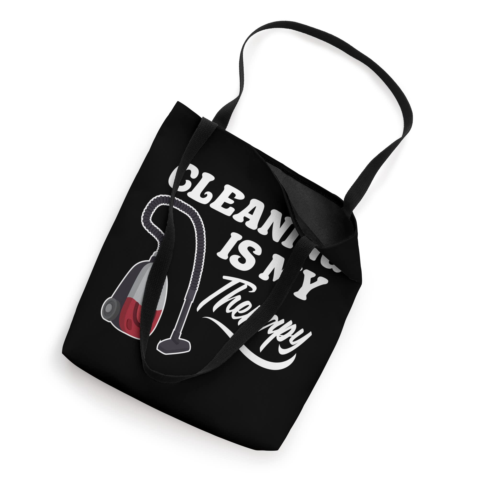 Funny Cleaning Is My Therapy Tote Bag - Housekeeper Gift, Laundry & Chores Humor - Perfect for Housekeeping, Grocery Shopping & Work