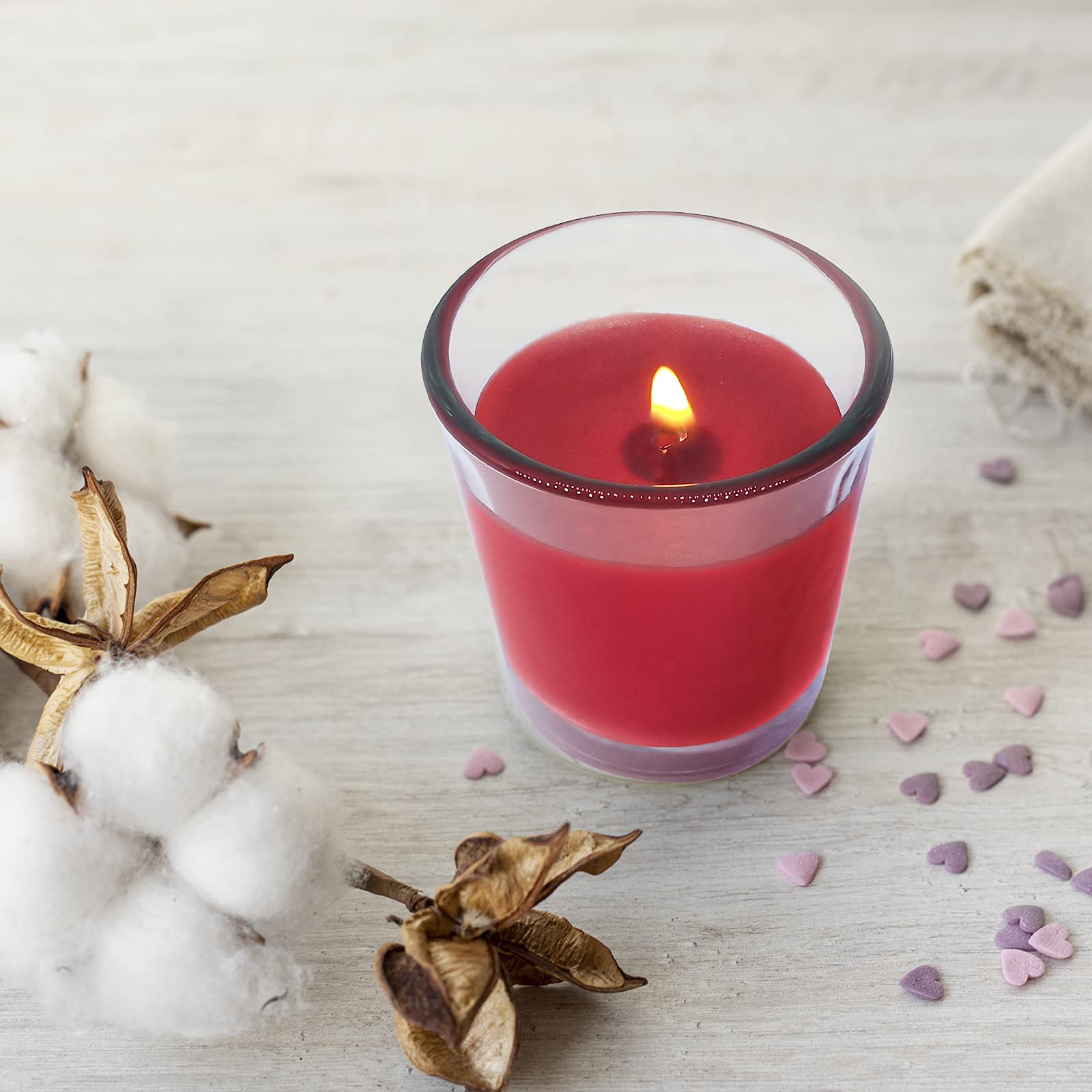 20 Unscented Red Votive Candles in Glass - Soy Wax for Weddings, Parties & Holidays