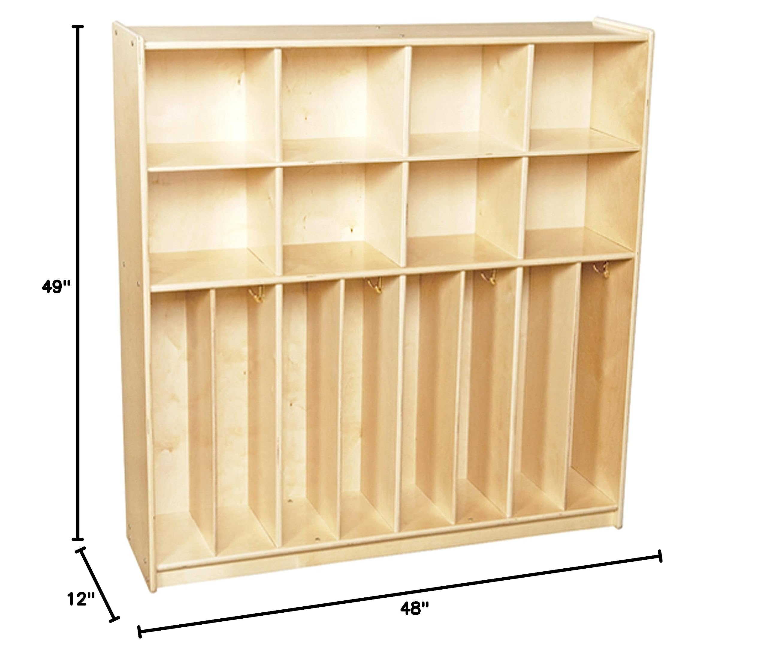 Contender 8-Section Locker Organizer Shelf - Small Locker Storage, Classroom Coat Rack & Indoor Mailbox Organizer - Montessori Toddler Shoe Storage - Fully Assembled - Perfect for Schools, Dorms & Home Organization