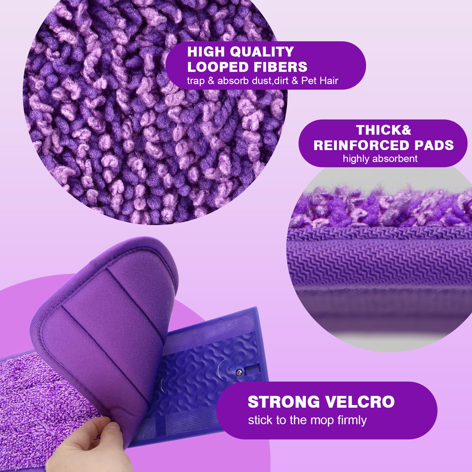 HOMEXCEL Reusable Microfiber Mop Pads for Swiffer PowerMop - 13''-15'' Machine Washable Mop Pad Refills for Hardwood, Tile & Laminate Floors - Pack of 4 - Perfect for Kitchen, Bathroom & Pet Hair Cleaning