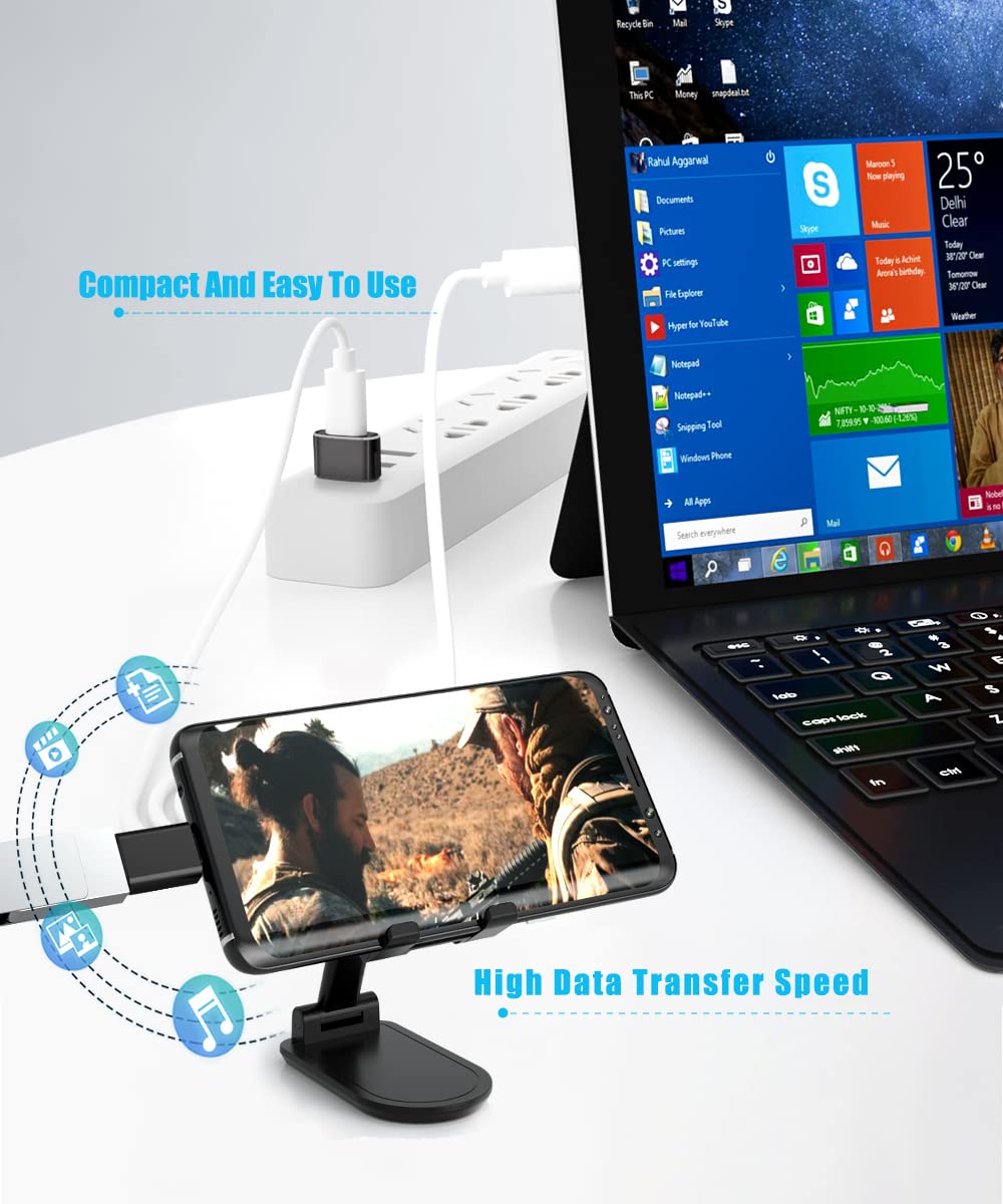 4-Pack USB to USB C Adapter & USB-C Male to USB 3.0 Female OTG Converter - Compatible with iPhone 16/15/14 Pro Max, Galaxy S23/S24, MacBook, Apple Watch - Fast Charging & Data Transfer for CarPlay, Mouse, Keyboard & More