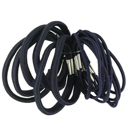 18 Thick and Thin Navy Blue Hair Elastics Bands for Girls - Soft No-Slip Bobbles for School, Sports & Daily Use - Back to School Hair Accessories