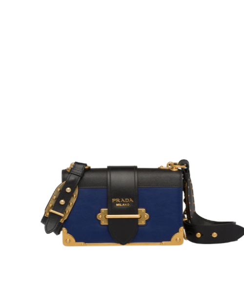 Prada Cahier Genuine Leather Shoulder Bag for Women - Blue Luxury Handbag | Perfect for Work, Travel & Evening Events