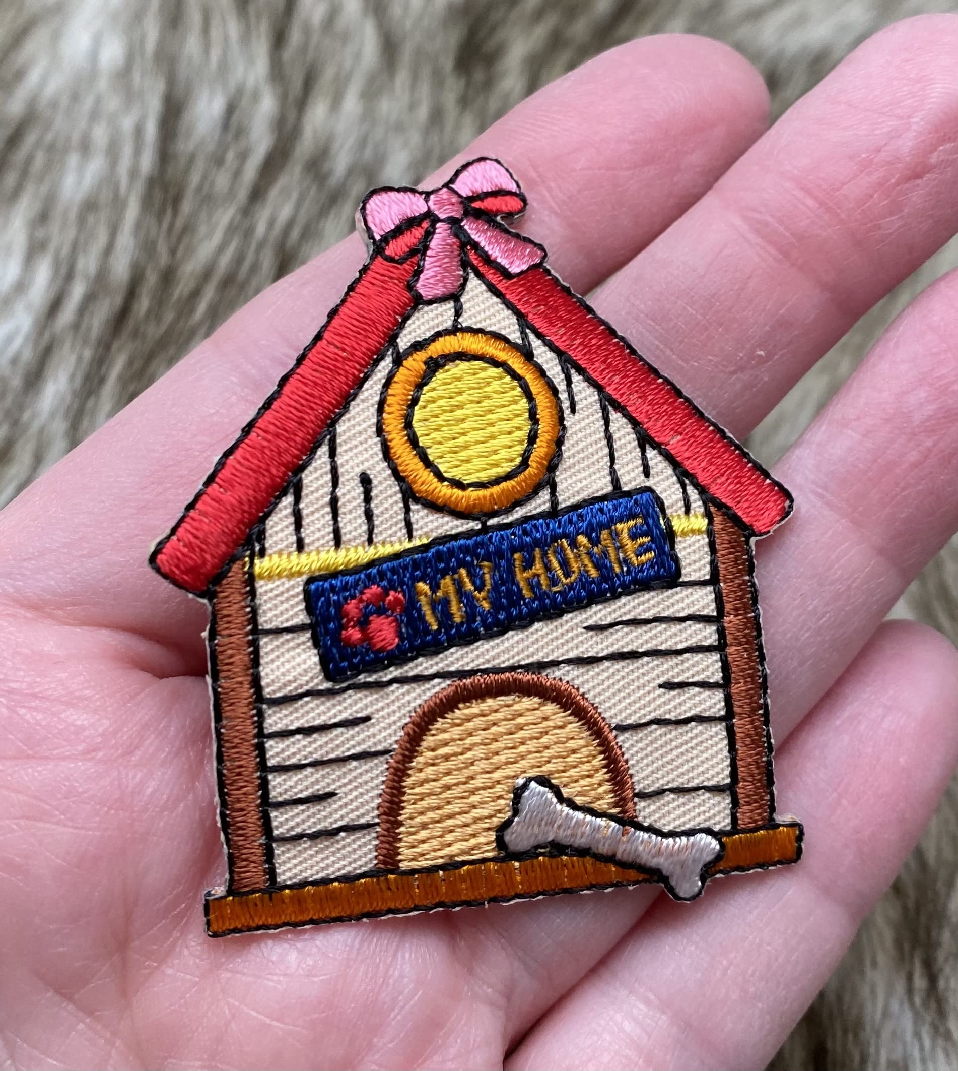 Dog House Embroidered Iron-On Patch for Jackets, Hats & Backpacks - Durable DIY Sewing Applique for Pet Lovers