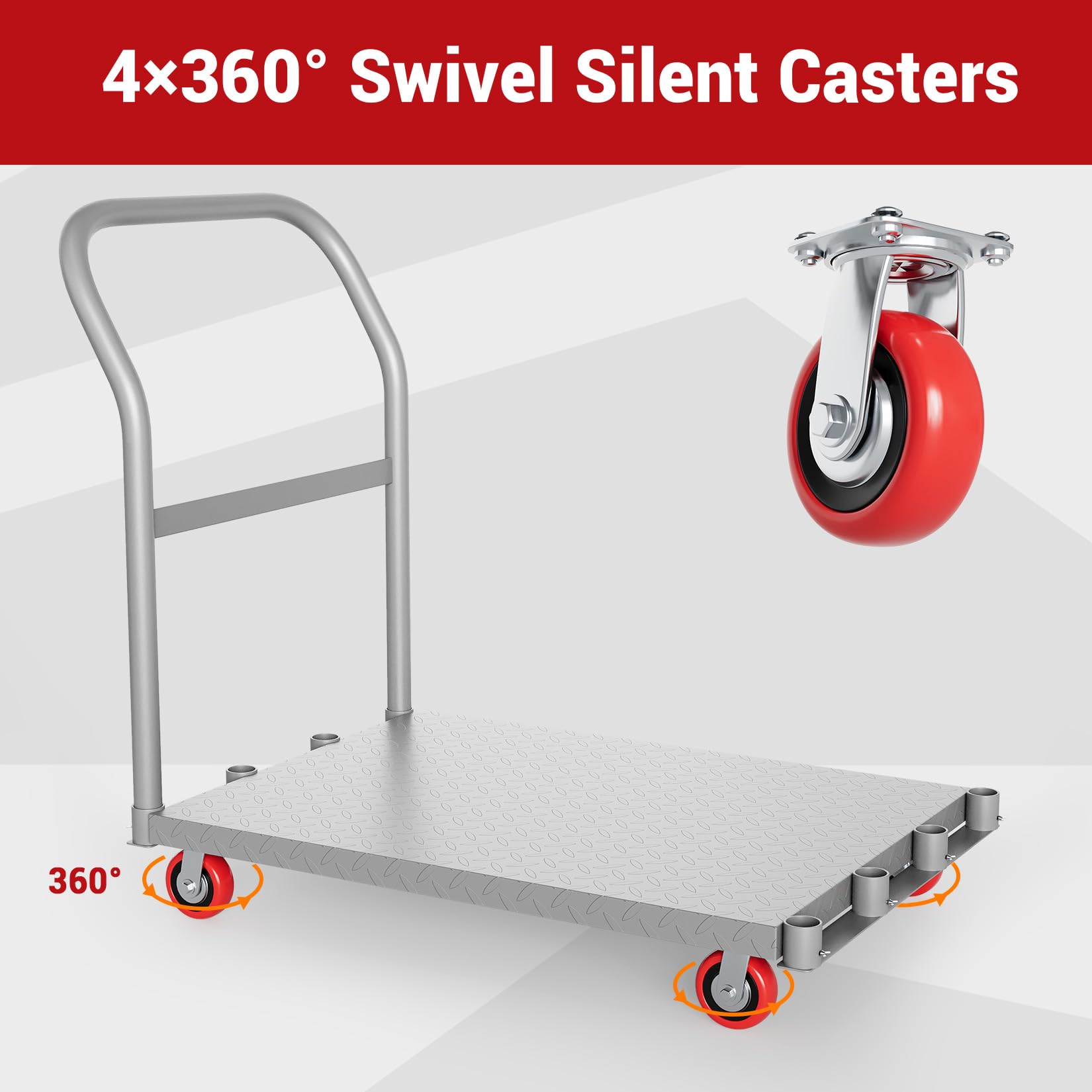 GARVEE 2-in-1 Heavy Duty Steel Panel Truck Cart - 2000 lbs Capacity Platform Cart with Swivel Casters & 4 Side Handrails - Flat Bed Utility Cart for Garage, Home, Warehouse, Construction Site - Perfect for Moving Lumber, Drywall, and Heavy Equipment