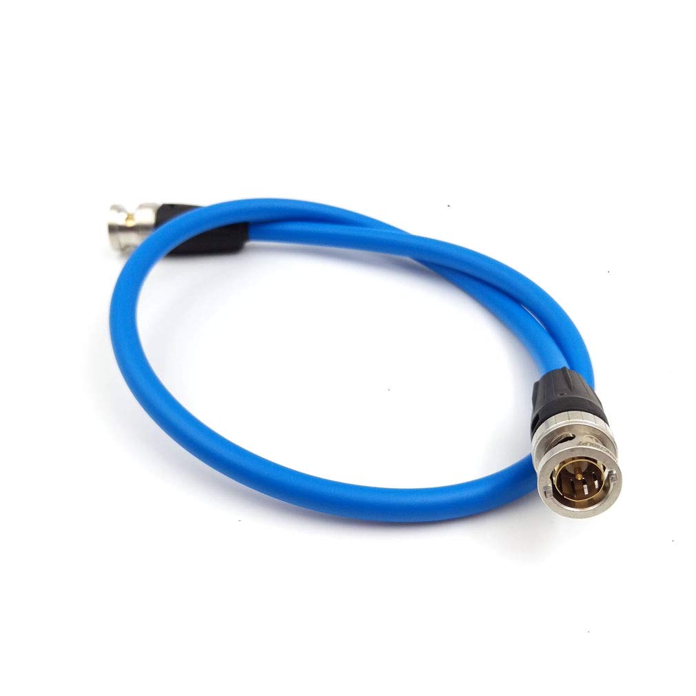 High-Quality SDI Video Cable Neutrik BNC to BNC Coiled Cable - 50cm (19.7in) - Compatible with SmallHD, Canare & Professional Video Equipment - Durable Blue Coaxial Cable for Studio, Broadcast & Live Production Use