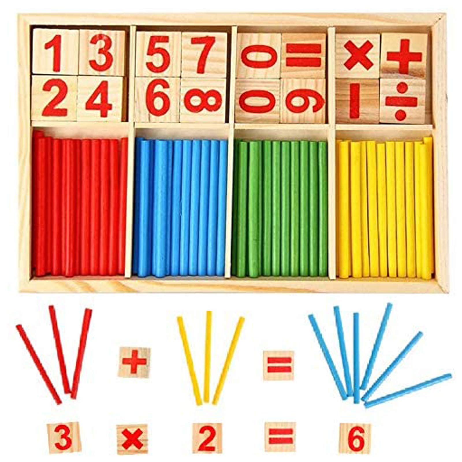 Montessori Math Counting Blocks and Sticks - Wooden Number Manipulatives for Kids Learning | Homeschool & Classroom Math Supplies | Educational Toys for Toddlers with Storage Tray | Perfect for Counting Practice, Early Math Skills & Hands-on Learning Activities