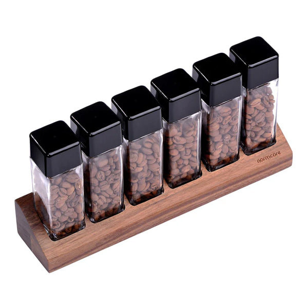 Normcore Bean Cellars Wooden Stand - Premium Coffee Bean Storage & Display Organizer for Kitchen Countertop | Perfect for Coffee Enthusiasts & Home Baristas