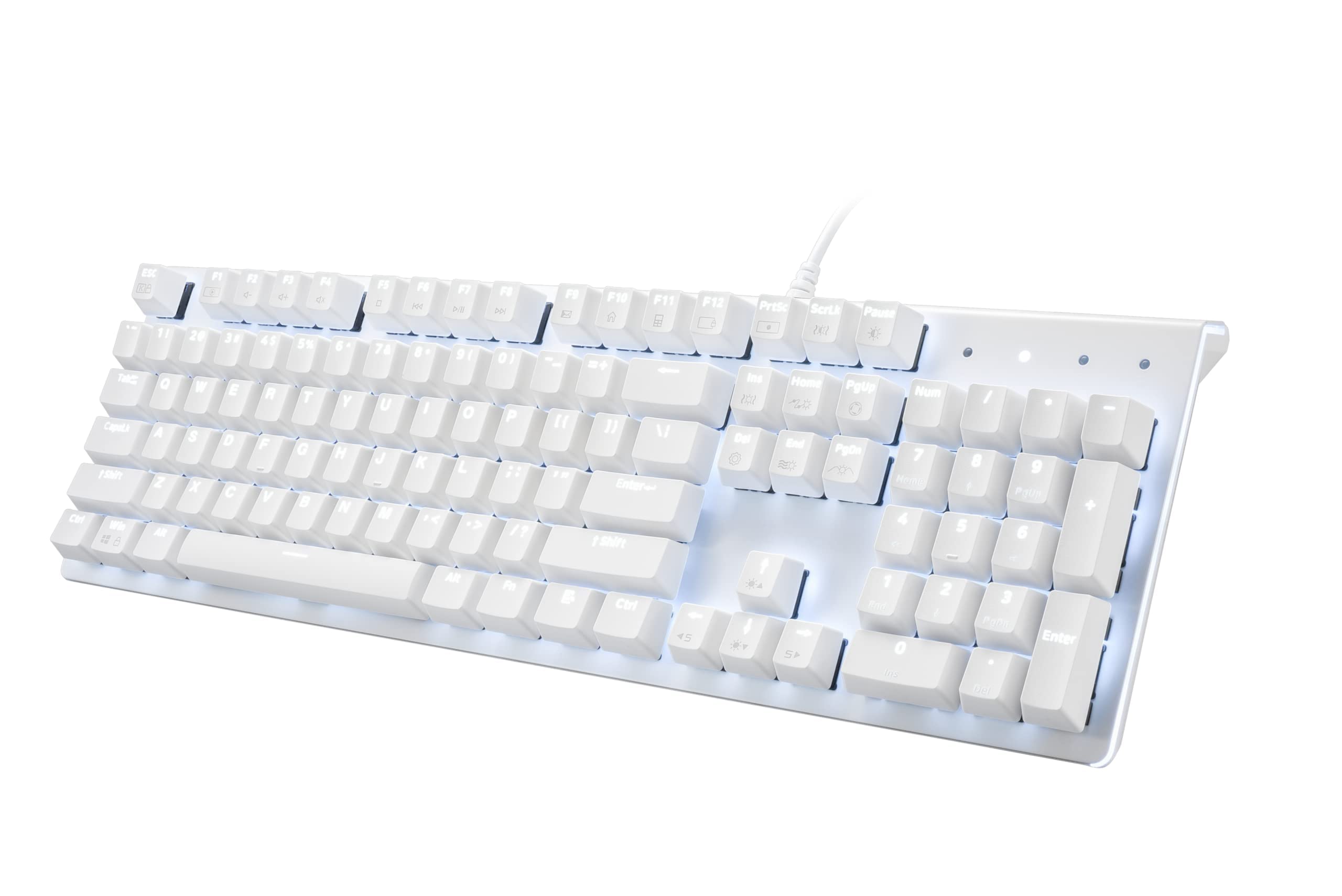 i-rocks K75M RGB Backlit Mechanical Gaming Keyboard - 104 Keys with Cherry MX Brown Switches, PBT Keycaps, Programmable Macro & Lighting Effects (Silver) - Perfect for Gaming, Office Work & Typing Enthusiasts