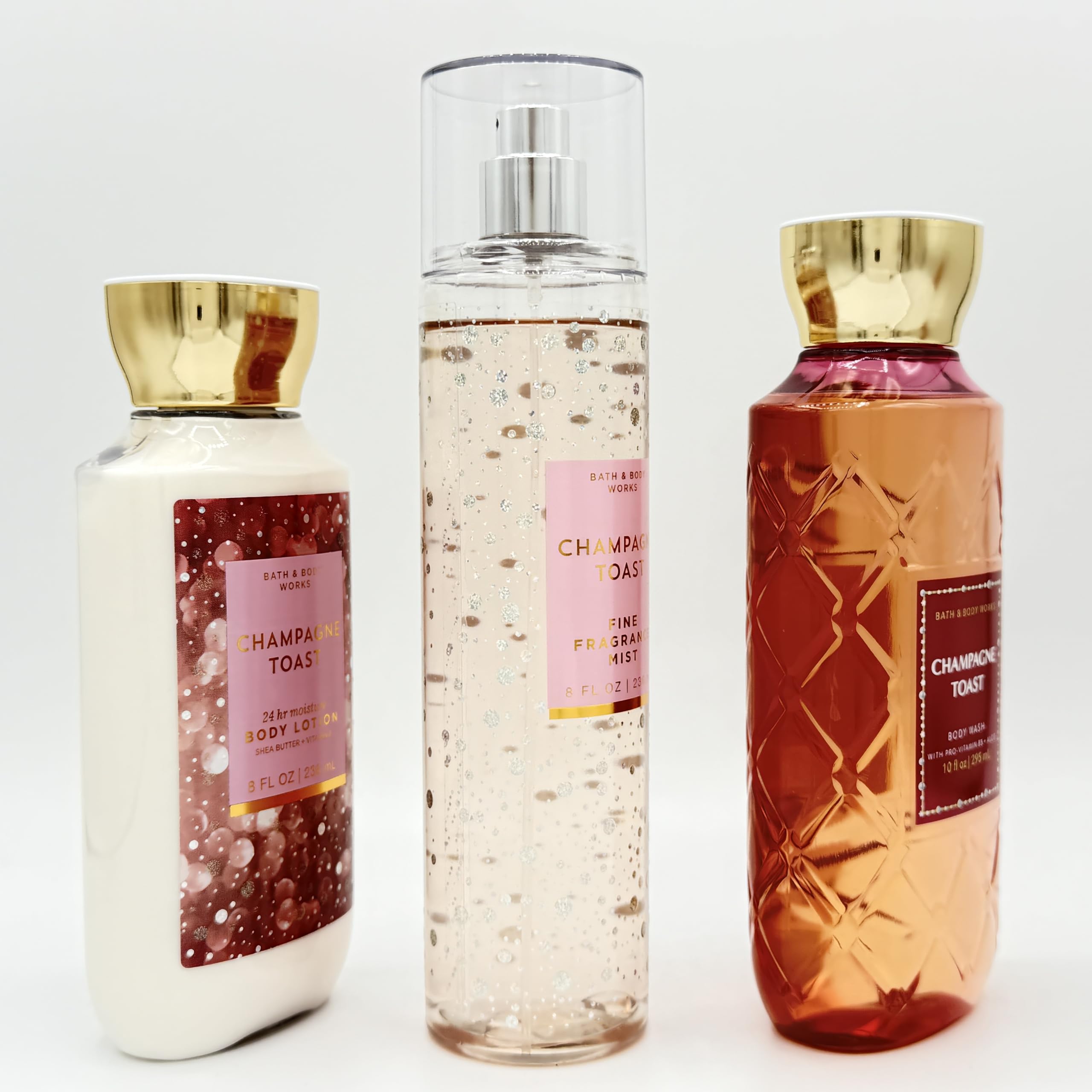 Champagne Toast 3-Piece Bath & Body Gift Set - Moisturizing Body Lotion, Refreshing Shower Gel & Luxe Fragrance Mist | Perfect for Spa Nights, Romantic Gifts & Self-Care Pampering