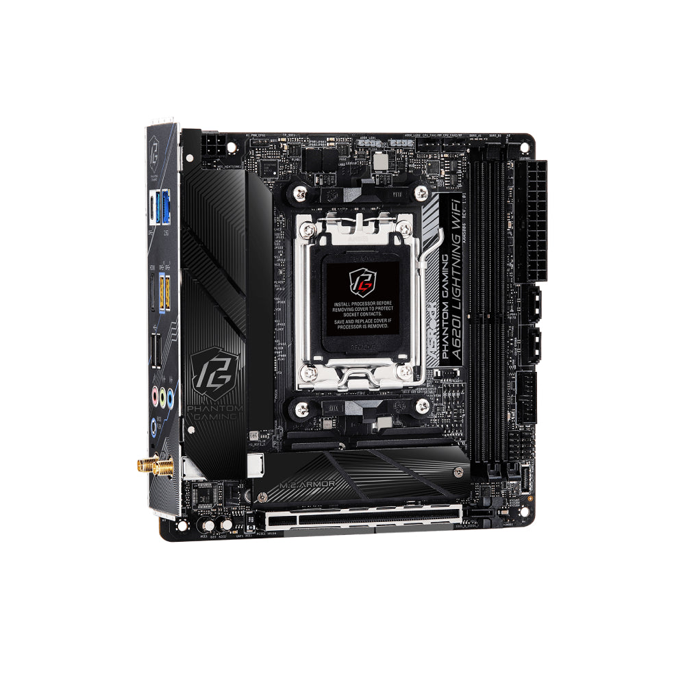 ASRock A620I LIGHTNING WIFI AMD A620 AM5 Mini ITX Motherboard with PCIe 4.0, DDR5 & WiFi 6 - Perfect for Compact Gaming PC Builds and Home Theater Systems