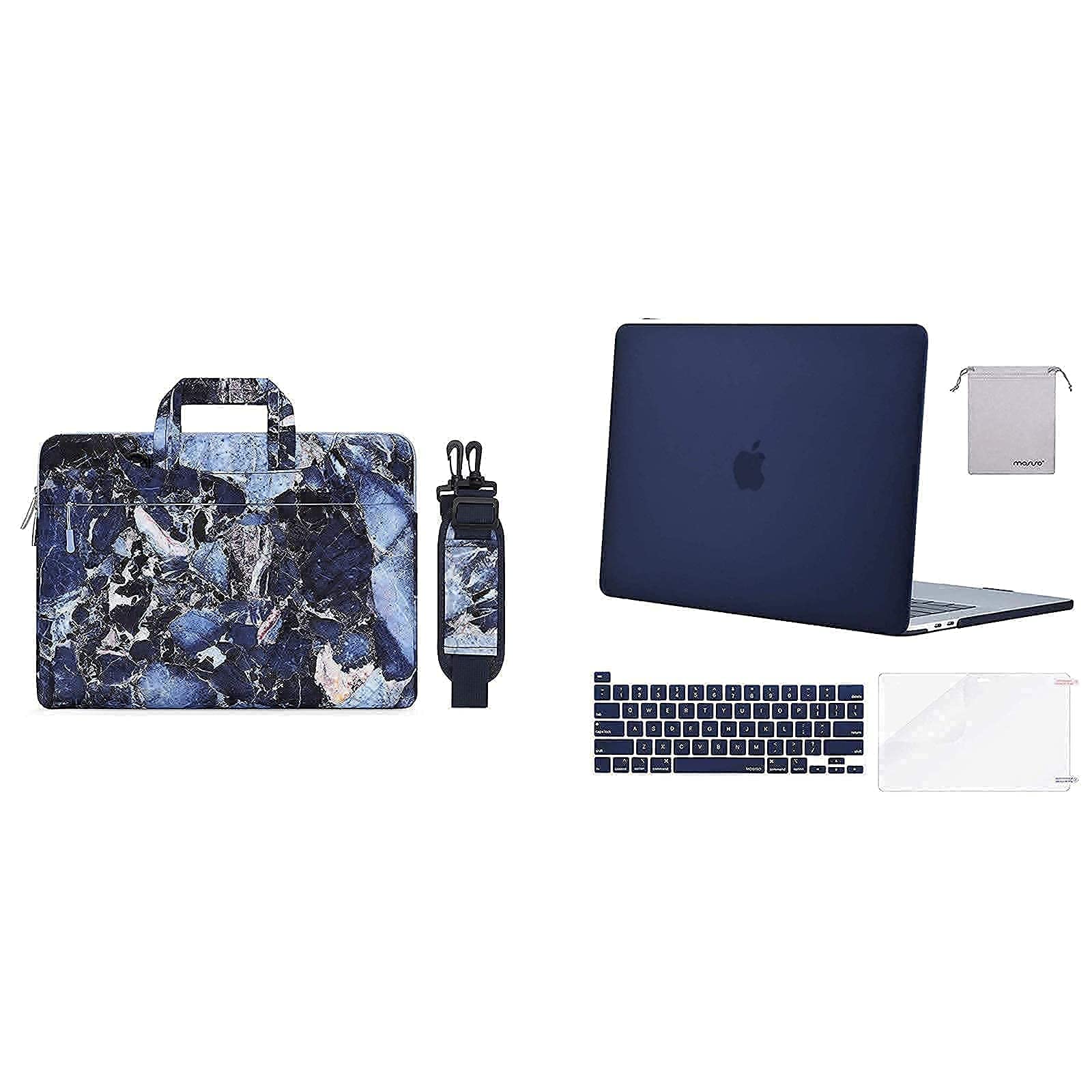 MOSISO MacBook Pro 16 inch Case 2020-2021 Release A2141 - Hard Plastic Shell Cover + Canvas Marble Laptop Shoulder Bag Set - Compatible with MacBook Pro 16
