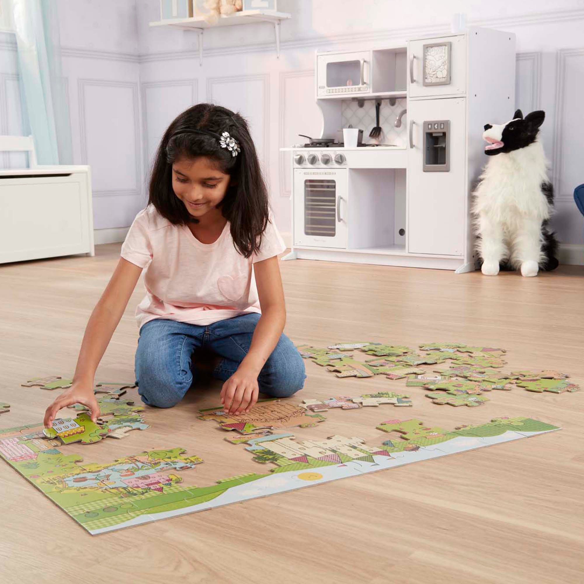 Natural Wooden Princess Fairyland Floor Puzzle for Kids - Educational Toddler Toy for Learning & Fun - Perfect for Playrooms, Preschools & Birthday Gifts