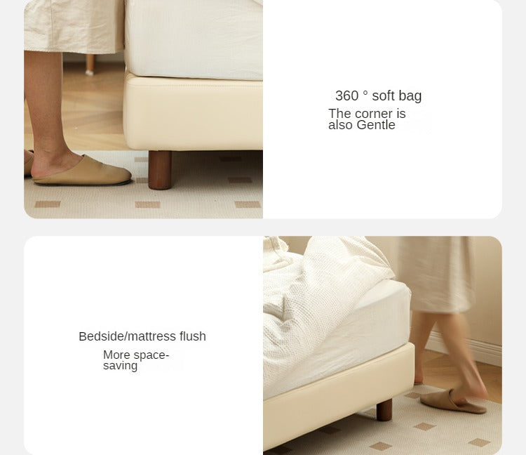 Organic Leather Art Bed - Cream Cloud Soft Mattress for Ultimate Comfort | Perfect for Master Bedrooms, Guest Rooms & Luxury Apartments