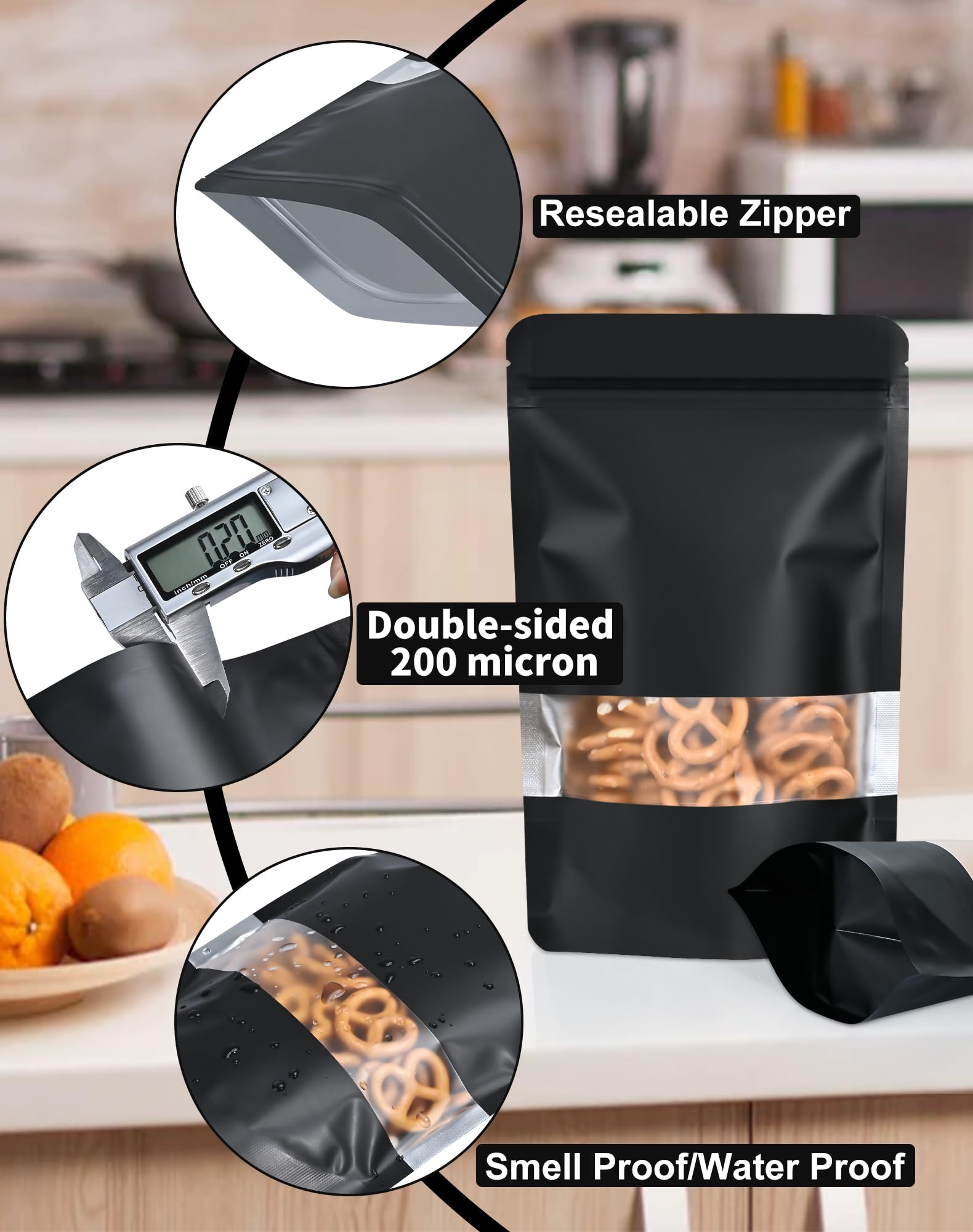100 Pack Smell Proof Bags 4.7