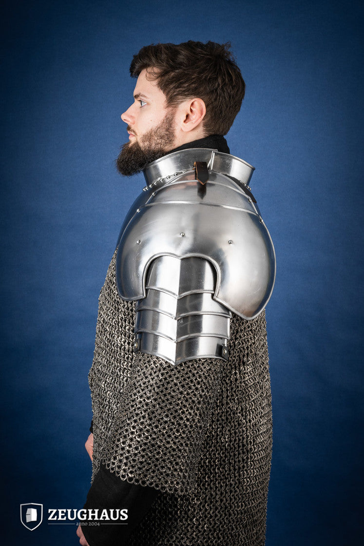 Polished Knight Pauldron - Medieval Armor Shoulder Plate for LARP, Cosplay & Renaissance Fairs | Authentic Costume Accessory for Historical Reenactments