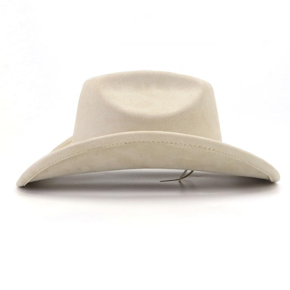 **Western Cowboy Hat for Men & Women - Wide Brim Felt Fedora Hat with Buckle Belt - Stylish Cowgirl Hat for Rodeo, Country Music Festivals & Outdoor Adventures**