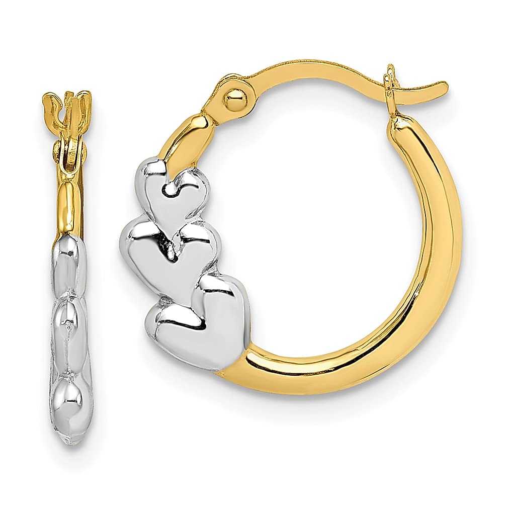 10K Yellow Gold Heart Hoop Earrings for Women - Dainty Love Jewelry Gift for Her - Perfect for Valentine's Day, Anniversary & Romantic Occasions