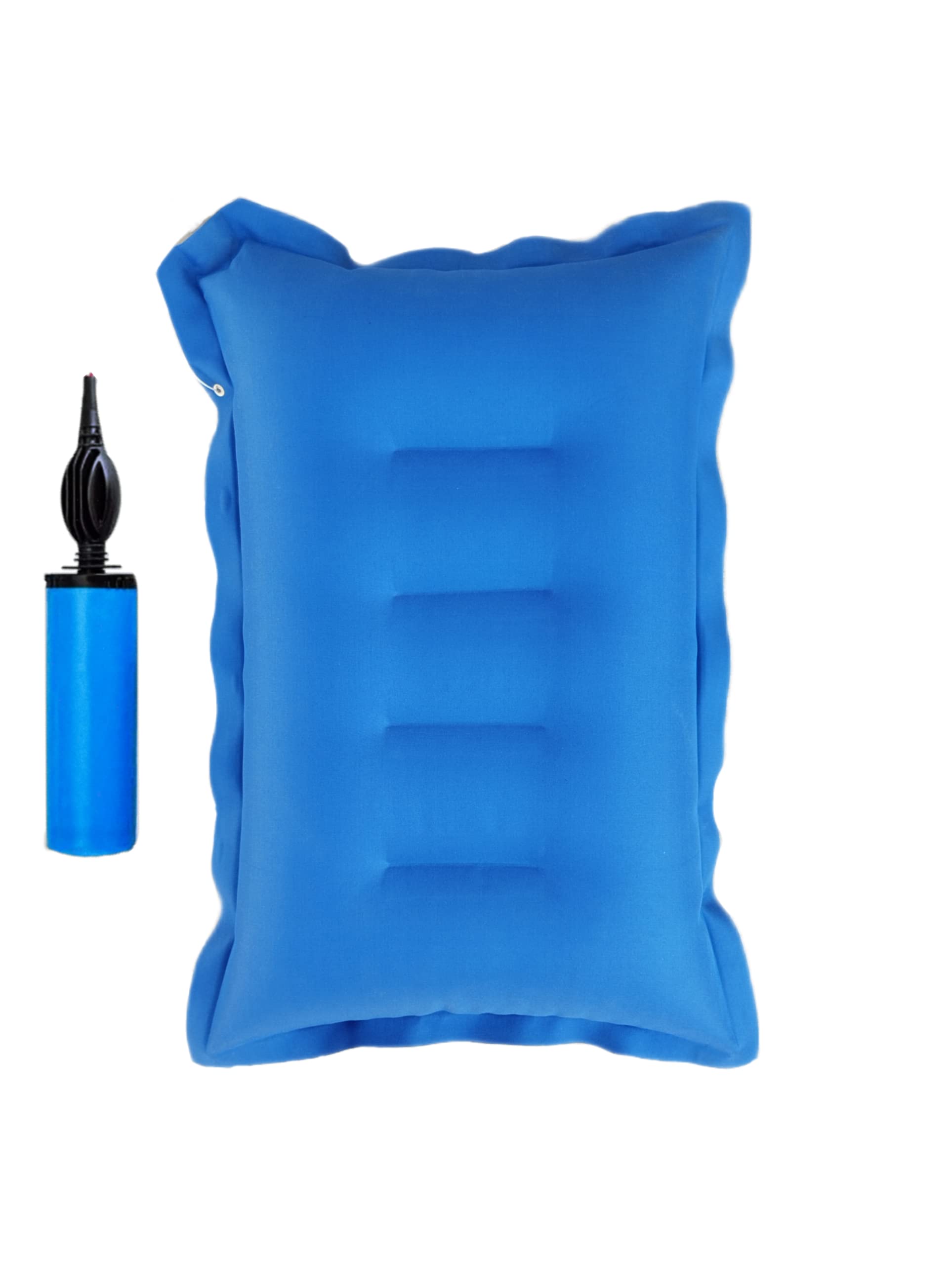 SHIVAM CART Inflatable Neck Pillow with Air Pump - Travel Pillow for Airplane, Train & Bus - Comfortable Sleep Support for Long Flights & Road Trips - Perfect for Tourists & Commuters (Blue, Pack of 1) | Ideal for Business Travel, Vacation & Daily Commute