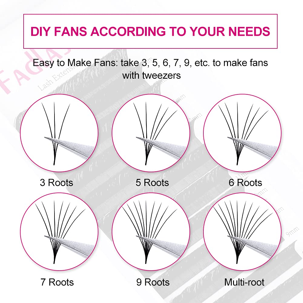 L Curl 0.03mm Self-Fanning Eyelash Extensions - Easy Volume Lashes for Blooming Mega Volume (8-14mm Mixed Tray) | Perfect for Professional Lash Artists & DIY Home Use