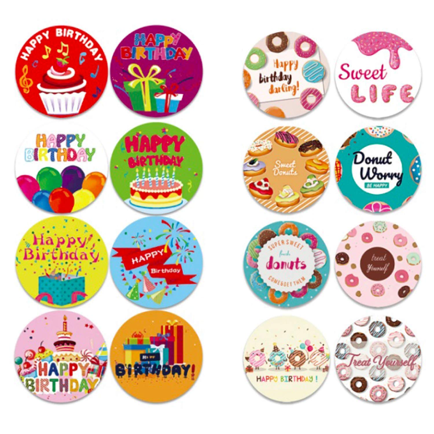 1000 PCS Happy Birthday Stickers for Kids - 16 Balloon Shaped Patterns, Vibrant Colors & Designs - Perfect for Birthday Party Decorations, Invitations, Gift Wrapping & Scrapbooking