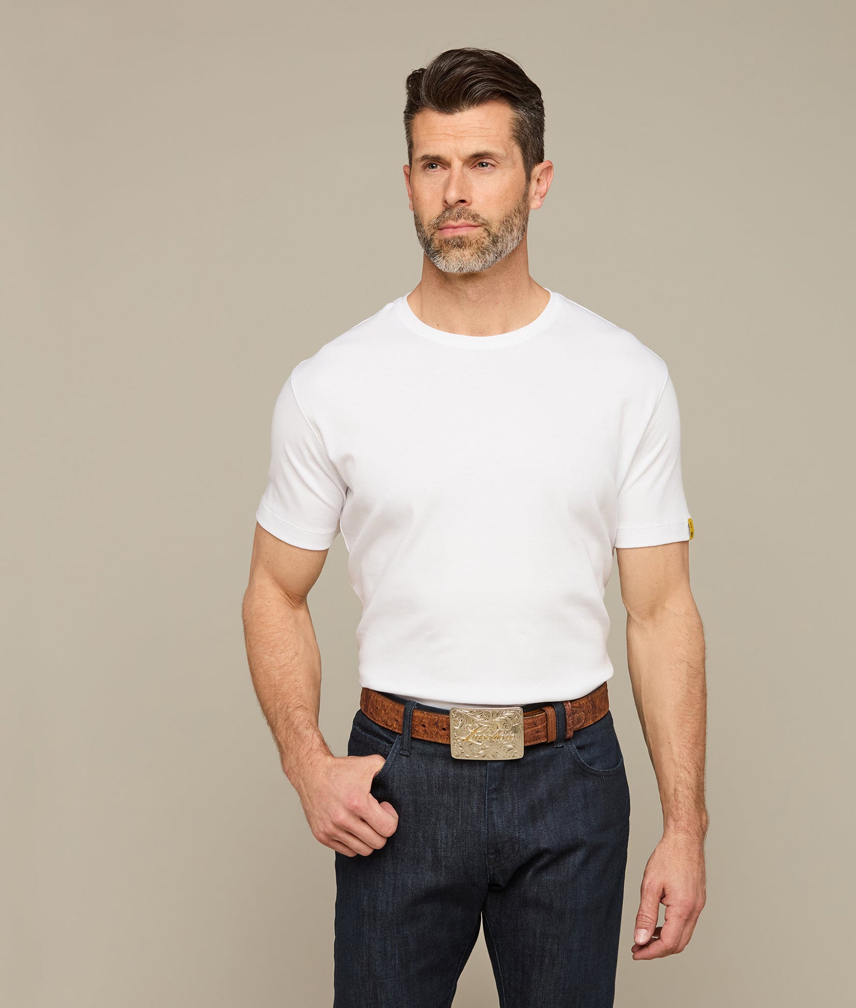 Lucchese x Parker McCollum Premium Pima Cotton T-Shirt for Men - Soft Breathable White Tee - Perfect for Casual Wear, Concerts & Western Style Outfits
