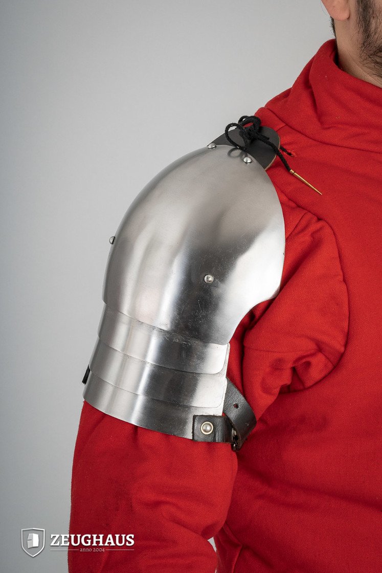 14th Century Medieval Pauldrons - 1.6mm Polished Steel Shoulder Armor for LARP, Cosplay & Historical Reenactment