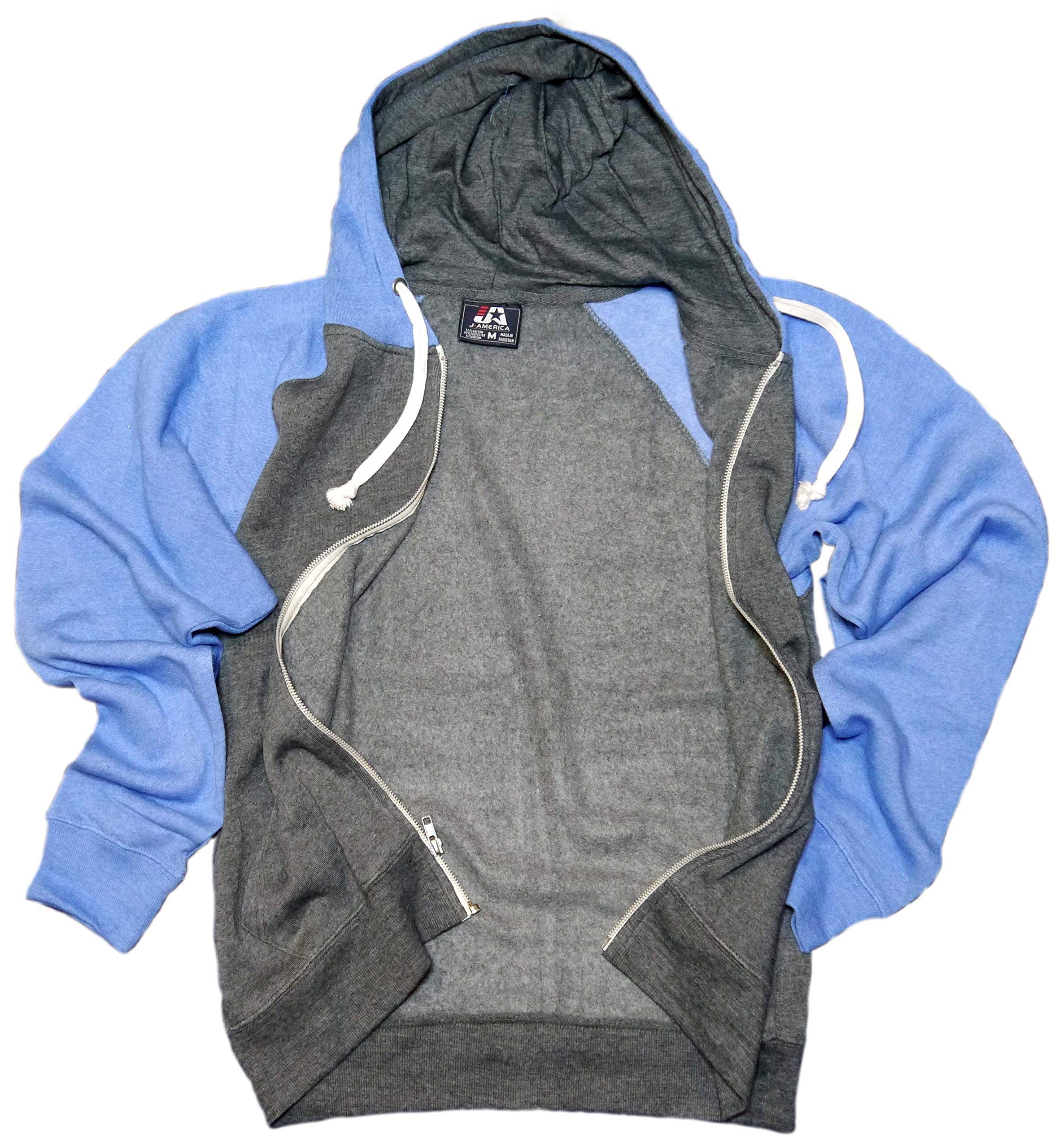 EMS Triblend Colorblock Zip-Up Fleece Hoodie with Reflective Details - Warm & Stylish Pullover for Outdoor Workouts, Jogging and Casual Wear
