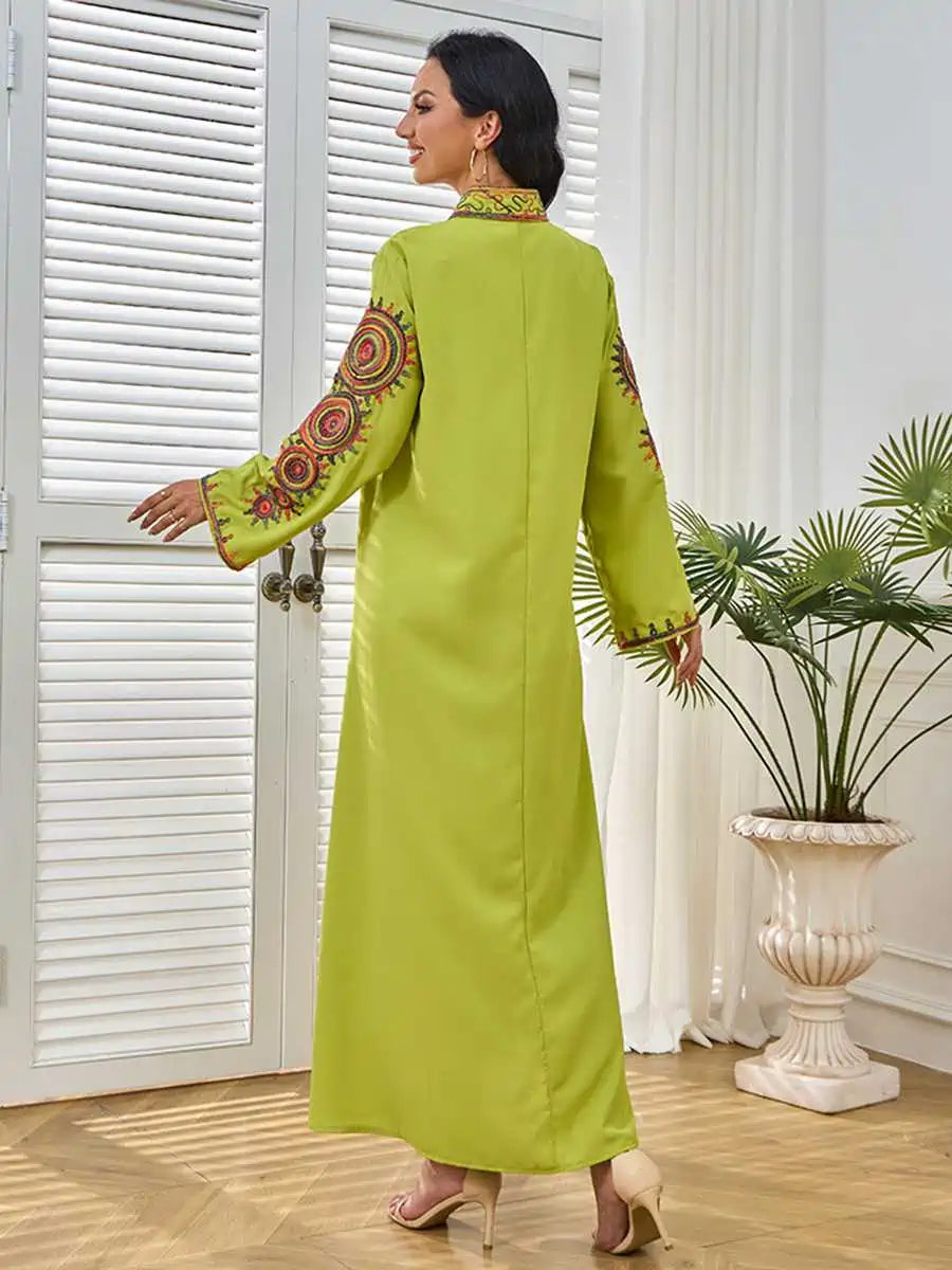 Elegant Rope Embroidery Eid Arab Caftan Kaftan Dress for Women - Traditional Islamic Party Wear #25231 | Perfect for Eid Celebrations, Weddings & Special Occasions